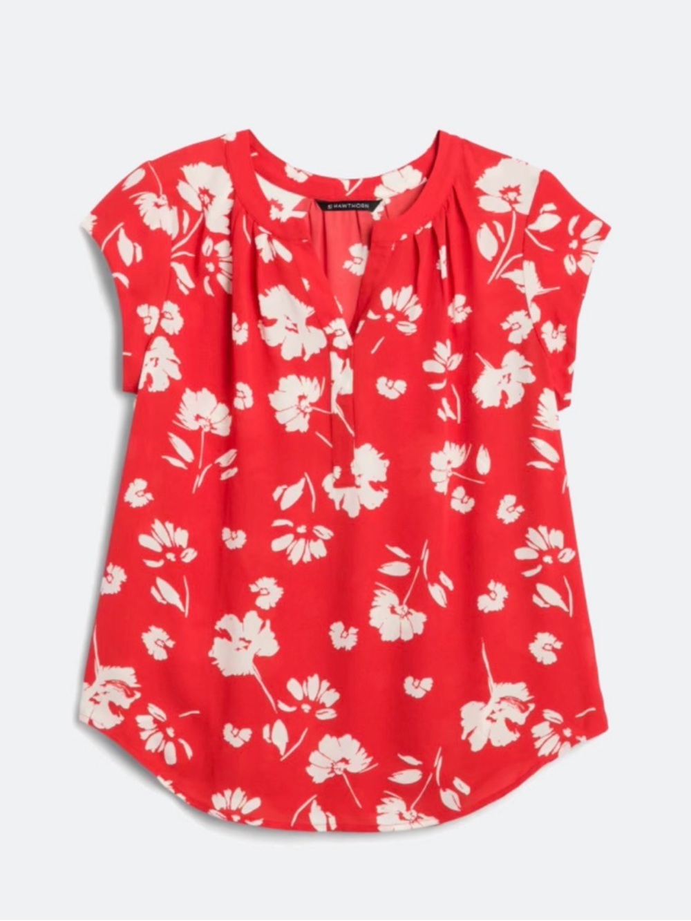 41 Hawthorn Red Floral Cap-Sleeve Blouse